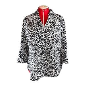 Lane Bryant Sz‎ 22 Button-Up Shirt Leopard Print 3/4-Sleeve Office Wear